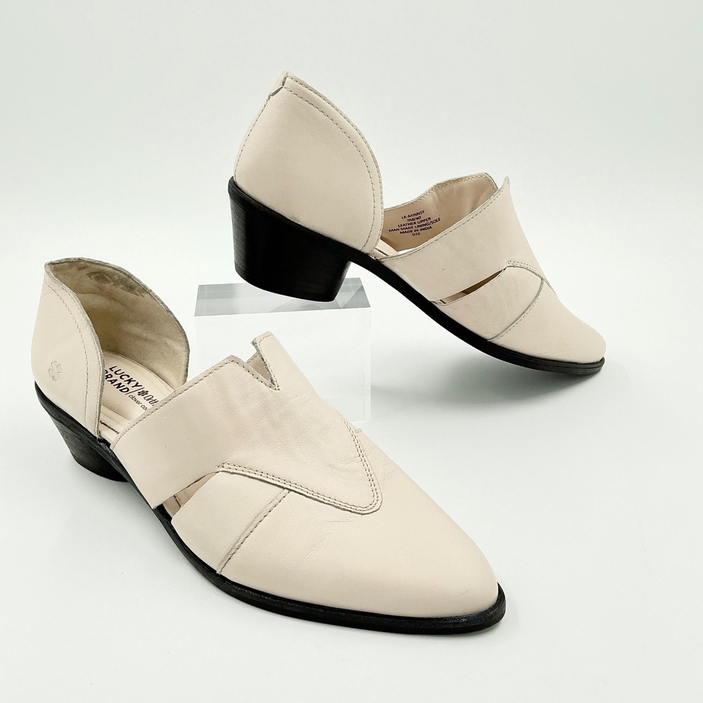 Lucky Brand Size 9 Beige Leather D'Orsay Block Heel Shooties‎ NEW Minnsy $99